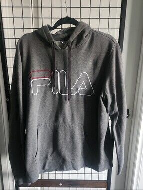 Fila Charcoal Gray Hoodie with Red & White Logo